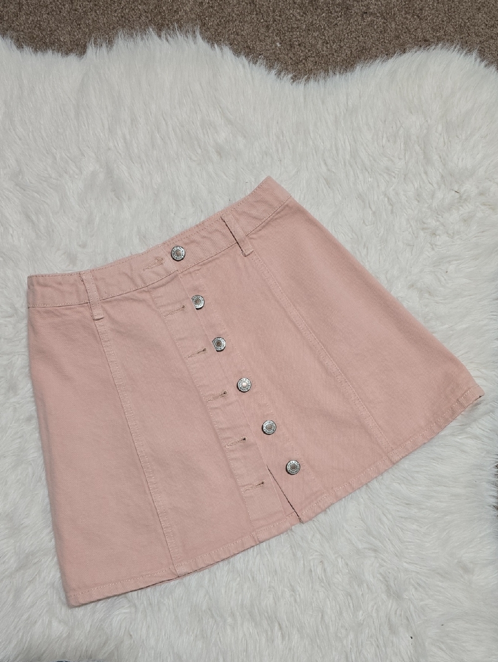 Forever 21 Dusty Pink Button-Front A-Line Mini Skirt